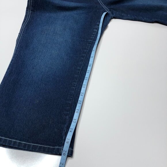 VINTAGE 90s Y2K 725 Originals Blue Dark Denim Flare Capris Pants Pedal Pushers - Picture 15 of 15
